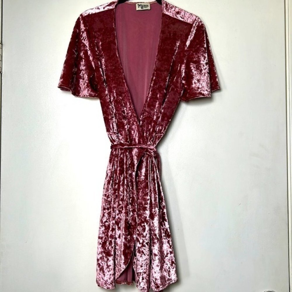 Show Me Your Mumu Andrea Crushed Velvet Wrap Dress S - Picture 3 of 11